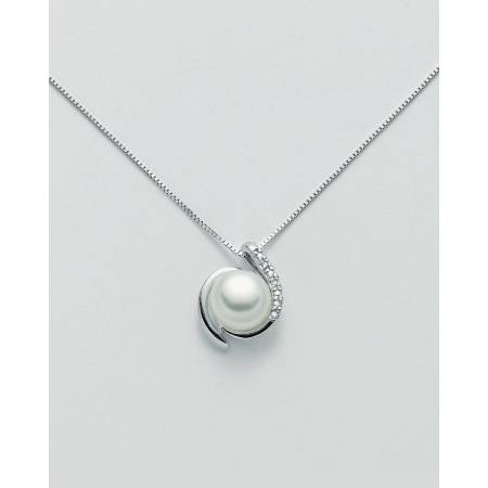COLLANA MILUNA PERLA E DIAMANTI In Oro 9 Karati 375%/1000 PCL5172X - 1