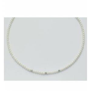 COLLANA DI PERLE MILUNA Con 3 SFERE Diamantate E Chiusura ORO BIANCO 9 KT PCL3989BX - 1