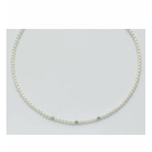 COLLANA DI PERLE MILUNA Con 3 SFERE Diamantate E Chiusura ORO BIANCO 9 KT PCL3989BX - 1
