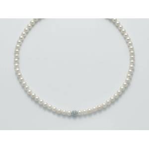 COLLANA DI PERLE MILUNA Con SFERA CENTRALE DIAMANTATA Chiusura ORO BIANCO 18 KT PCL5300V - 1