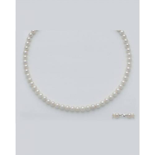 COLLANA DI PERLE MILUNA 6,5-7 Con Chiusura In ORO BIANCO 18 KT PCL4199V - 1