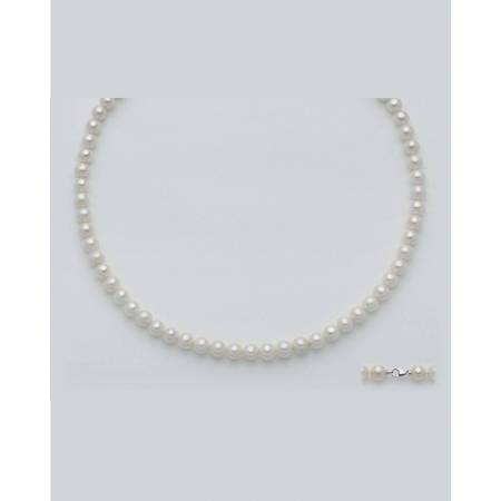 COLLANA DI PERLE MILUNA 7,5-8 Con Chiusura In ORO BIANCO 18 KT PCL4201V - 1