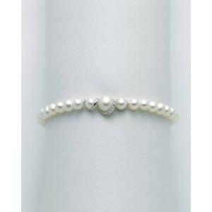 BRACCIALE DI PERLE MILUNA Con DIAMANTE E Chiusura In ORO BIANCO 18 KT PBR3042V - 1