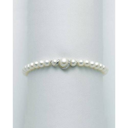 BRACCIALE DI PERLE MILUNA Con DIAMANTE E Chiusura In ORO BIANCO 18 KT PBR3042V - 1