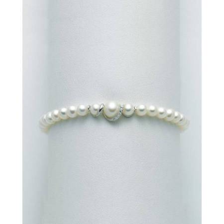 BRACCIALE DI PERLE MILUNA Con DIAMANTE E Chiusura In ORO BIANCO 18 KT PBR3042V - 1