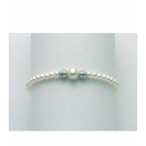 BRACCIALE DI PERLE MILUNA Con 2 SFERE DIAMANTATE Con Chiusura In ORO BIANCO 9 KT PBR3106X - 1