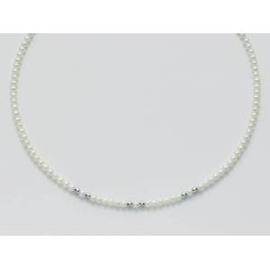 COLLANA DI PERLE MILUNA Con 6 SFERE DIAMANTATE E Chiusura ORO BIANCO 9 KT PCL4325X - 1