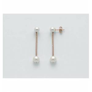 ORECCHINI DI PERLE MILUNA COLLEZIONE MISS ITALIA IN ARGENTO ROSATO 925% PER2346R - 1