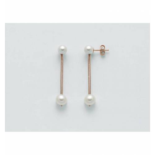 ORECCHINI DI PERLE MILUNA COLLEZIONE MISS ITALIA IN ARGENTO ROSATO 925% PER2346R - 1