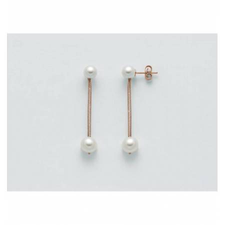 ORECCHINI DI PERLE MILUNA COLLEZIONE MISS ITALIA IN ARGENTO ROSATO 925% PER2346R - 1