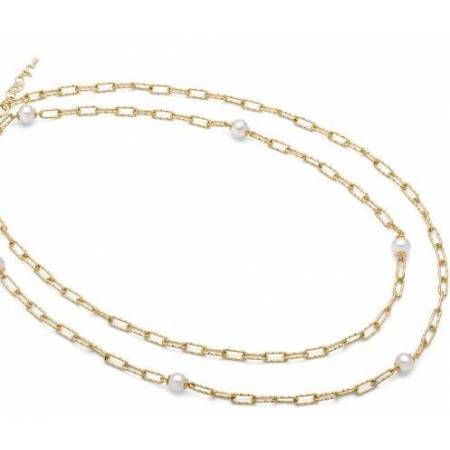 COLLANA DI PERLE LUNGA MILUNA COLLEZIONE MISS ITALIA IN ARGENTO DORATO 925% PCL6073G - 2