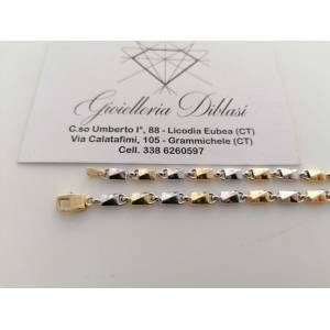 COLLANA In ORO Bicolore GIALLO BIANCO 18 Kt 750% Unisex Collier Catena Girocollo - 1 2