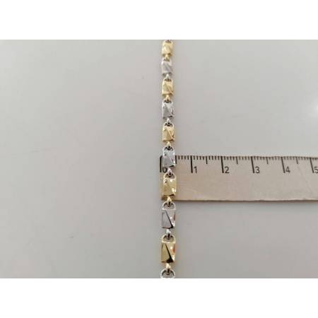 COLLANA In ORO Bicolore GIALLO BIANCO 18 Kt 750% Unisex Collier Catena Girocollo - 3