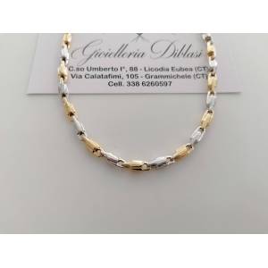COLLANA Uomo Donna In ORO 18 Carati 750% COLLIER CATENA Giallo Bianco Girocollo - 1