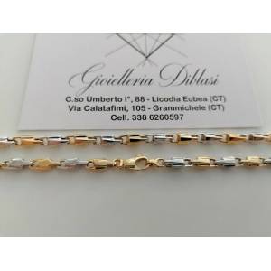 COLLANA Uomo Donna In ORO 18 Carati 750% COLLIER CATENA Giallo Bianco Girocollo - 1 2
