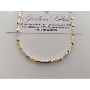 COLLANA Uomo Donna ORO 18 Carati 750% COLLIER A CATENA Giallo Bianco Girocollo - 1