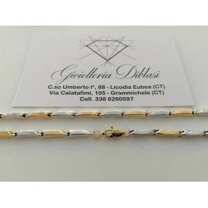 COLLANA Uomo Donna ORO 18 Carati 750% COLLIER A CATENA Giallo Bianco Girocollo - 1 2