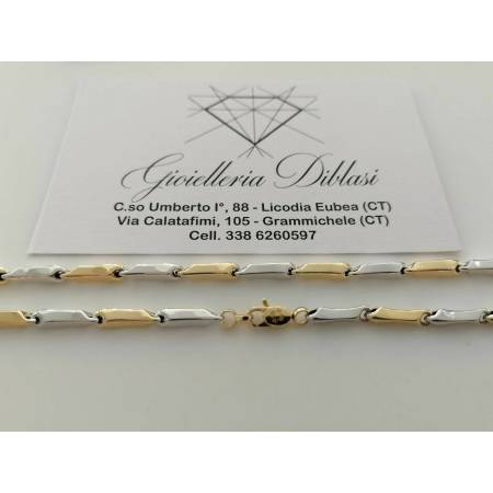 COLLANA Uomo Donna ORO 18 Carati 750% COLLIER A CATENA Giallo Bianco Girocollo - 2