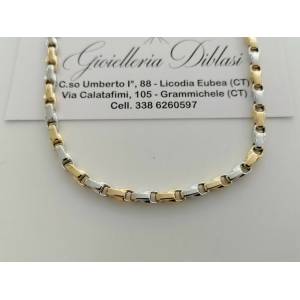 COLLANA Uomo Donna In ORO 18 Karati 750% COLLIER CATENA Giallo Bianco Girocollo - 1