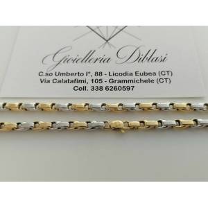 COLLANA Uomo Donna In ORO 18 Karati 750% COLLIER CATENA Giallo Bianco Girocollo - 1 2