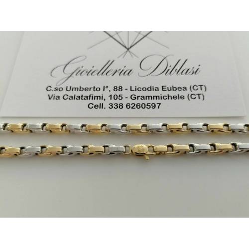COLLANA Uomo Donna In ORO 18 Karati 750% COLLIER CATENA Giallo Bianco Girocollo - 2