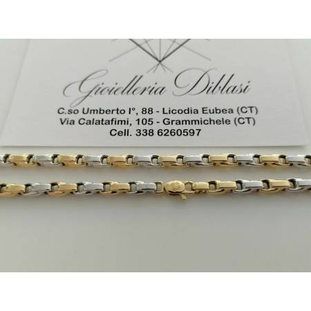 COLLANA Uomo Donna In ORO 18 Karati 750% COLLIER CATENA Giallo Bianco Girocollo - 2