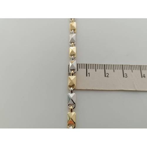 BRACCIALE Oro 18 Karati 750% Uomo Donna Unisex ORO GIALLO BIANCO Maglia Bicolore - 3