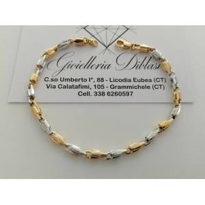 BRACCIALE In ORO 18 Karati 750% Uomo Donna Bicolore GIALLO BIANCO Maglia Catena - 1