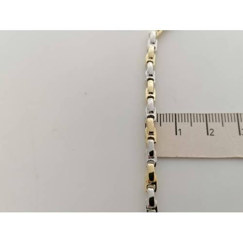 BRACCIALE In ORO Bicolore GIALLO BIANCO 18 Karati 750% Uomo Donna Maglia Catena - 3