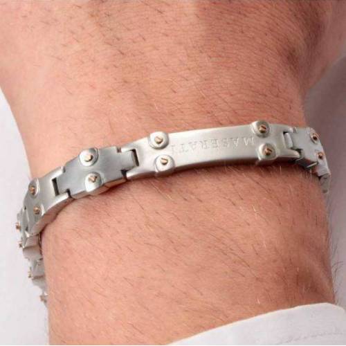 BRACCIALE MASERATI Uomo In ACCIAIO Argento Oro Rosa JEWELS Semirigido JM419ASA01 - 4