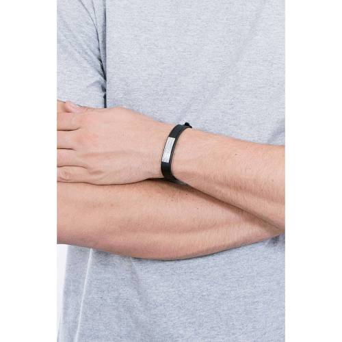 BRACCIALE MASERATI Uomo Collezione JEWELS In Acciaio Pelle Nero Cod: JM218AMF04 - 2
