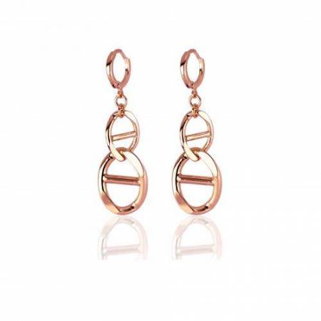 ORECCHINI UNOAERRE Donna Catena TRAVERSINO Pendenti Oro Rosa 24 Kt BRONZO Rosato - 1