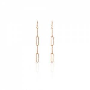 ORECCHINI UNOAERRE Donna Catena Paper Clip Pendenti Oro Rosa 24 Kt BRONZO Rosato - 1