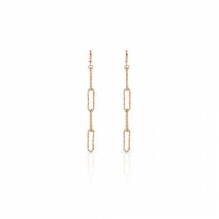 ORECCHINI UNOAERRE Donna Catena Paper Clip Pendenti Oro Rosa 24 Kt BRONZO Rosato - 1