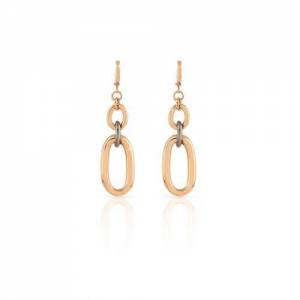 ORECCHINI UNOAERRE Donna Pendenti Catena Lipari Oro 24K Rutenio BRONZO Rosa Nero - 1