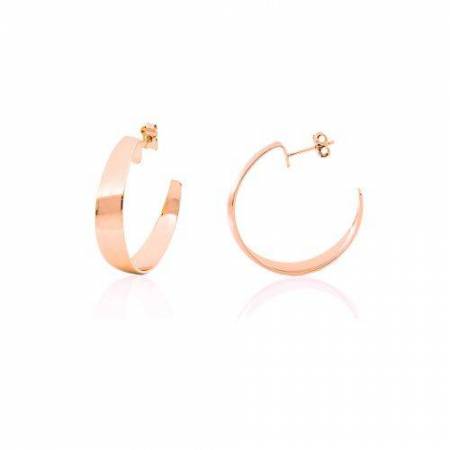 ORECCHINI UNOAERRE Donna SEMI-CERCHIO Comma Placcato Oro Rosa 24KT BRONZO Rosato - 1