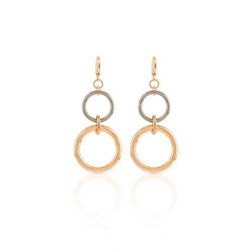 ORECCHINI UNOAERRE Donna Pendenti Catena Lipari Oro 24K Rutenio BRONZO Rosa Nero - 1