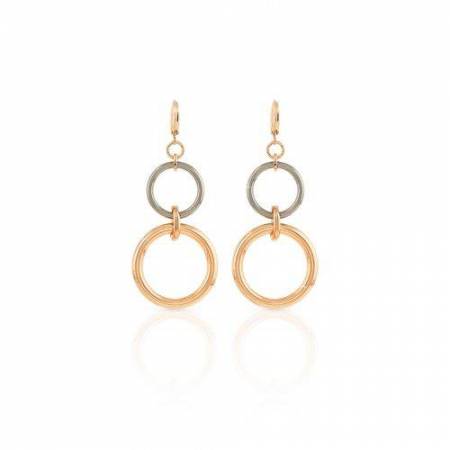 ORECCHINI UNOAERRE Donna Pendenti Catena Lipari Oro 24K Rutenio BRONZO Rosa Nero - 1