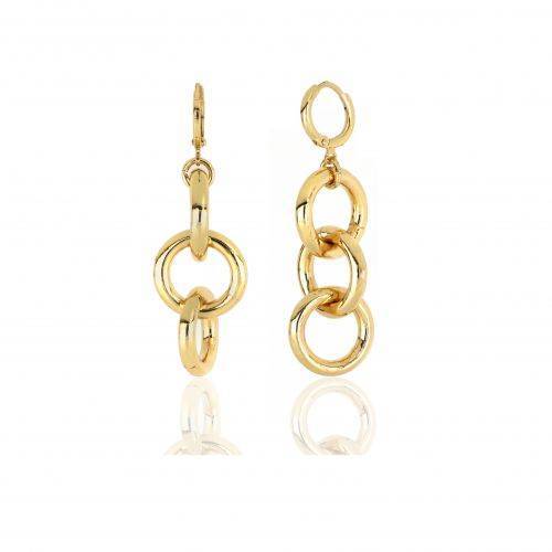 ORECCHINI UNOAERRE Donna Pendenti Catena Tonda Oro Giallo BRONZO Dorato Lucido - 1