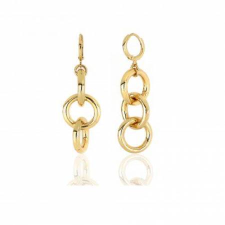 ORECCHINI UNOAERRE Donna Pendenti Catena Tonda Oro Giallo BRONZO Dorato Lucido - 1