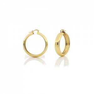 ORECCHINI UNOAERRE Donna A CERCHIO Mini Oro Giallo 24 KT In BRONZO Dorato Lucido - 1