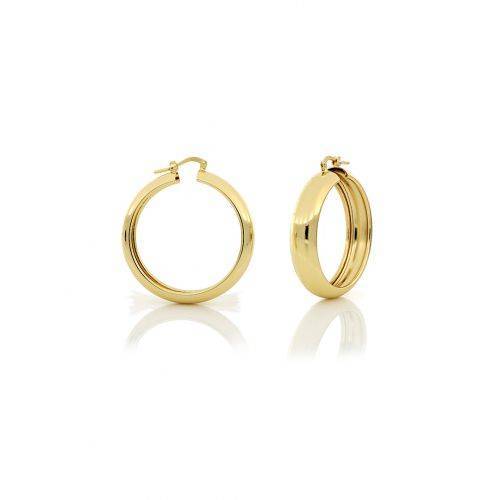 ORECCHINI UNOAERRE Donna A CERCHIO Mini Oro Giallo 24 KT In BRONZO Dorato Lucido - 1