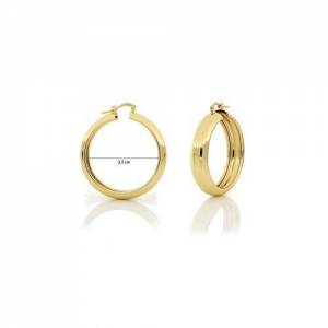 ORECCHINI UNOAERRE Donna A CERCHIO Mini Oro Giallo 24 KT In BRONZO Dorato Lucido - 1 2