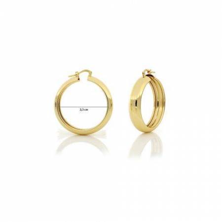 ORECCHINI UNOAERRE Donna A CERCHIO Mini Oro Giallo 24 KT In BRONZO Dorato Lucido - 2