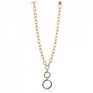 COLLANA UNOAERRE Donna Catena Placcato Oro 24 Karati Rutenio In BRONZO Rosa Nero - 1