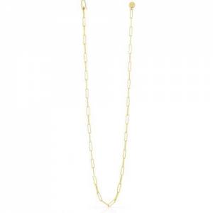 COLLANA UNOAERRE Donna Catena Paper Clip Placcato Oro Giallo 24 KT BRONZO Dorato - 1