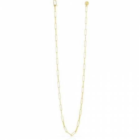 COLLANA UNOAERRE Donna Catena Paper Clip Placcato Oro Giallo 24 KT BRONZO Dorato - 1