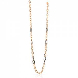 COLLANA UNOAERRE Donna CATENA Lunga Placcato Oro Rosa 24 K Rutenio BRONZO Rosato - 1