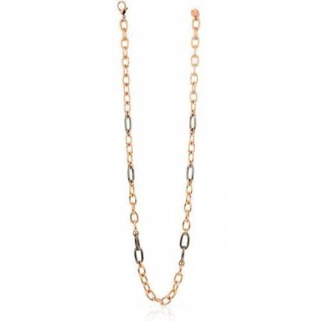 COLLANA UNOAERRE Donna CATENA Lunga Placcato Oro Rosa 24 K Rutenio BRONZO Rosato - 1