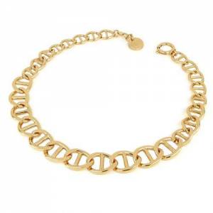 COLLANA UNOAERRE Donna Catena Traversino Placcato Oro Giallo 24 KT BRONZO Dorato - 1